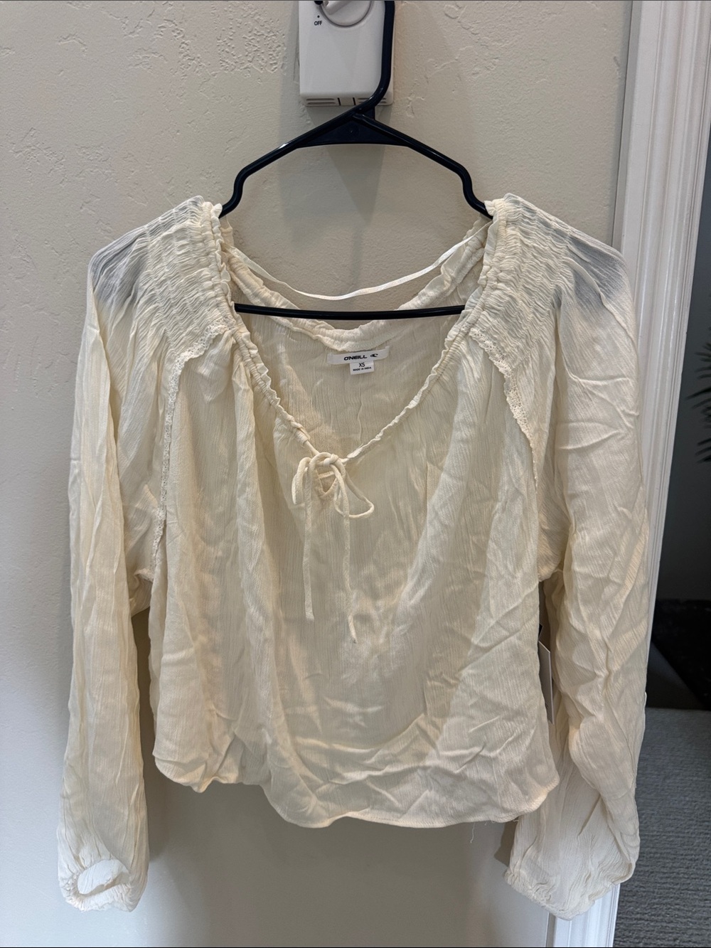 O'Neill Ivory River Blouse with Tie Neck
